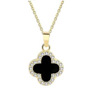 18K GOLD PLATED STAINLESS STEEL "FOUR-LEAF CLOVER" NECKLACE, INTENSITY